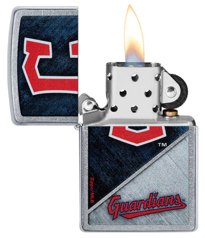 Zippo MLB® Cleveland Guardians™ Colorblock Design Street Chrome Windproof Lighter
