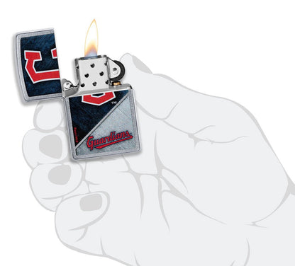 Zippo MLB® Cleveland Guardians™ Colorblock Design Street Chrome Windproof Lighter