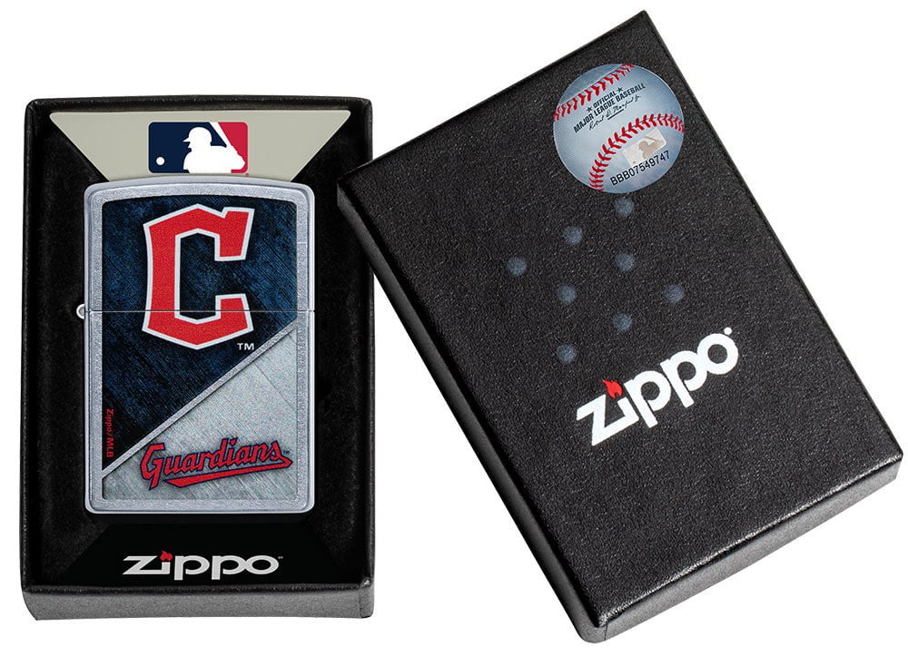 Zippo MLB® Cleveland Guardians™ Colorblock Design Street Chrome Windproof Lighter