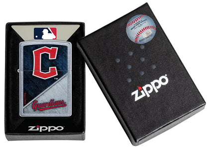 Zippo MLB® Cleveland Guardians™ Colorblock Design Street Chrome Windproof Lighter