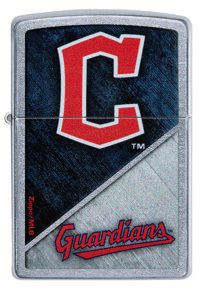Zippo MLB® Cleveland Guardians™ Colorblock Design Street Chrome Windproof Lighter