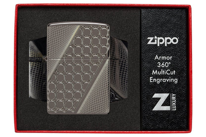 Zippo Deep Dots Design Armor® Black Ice® Windproof Lighter