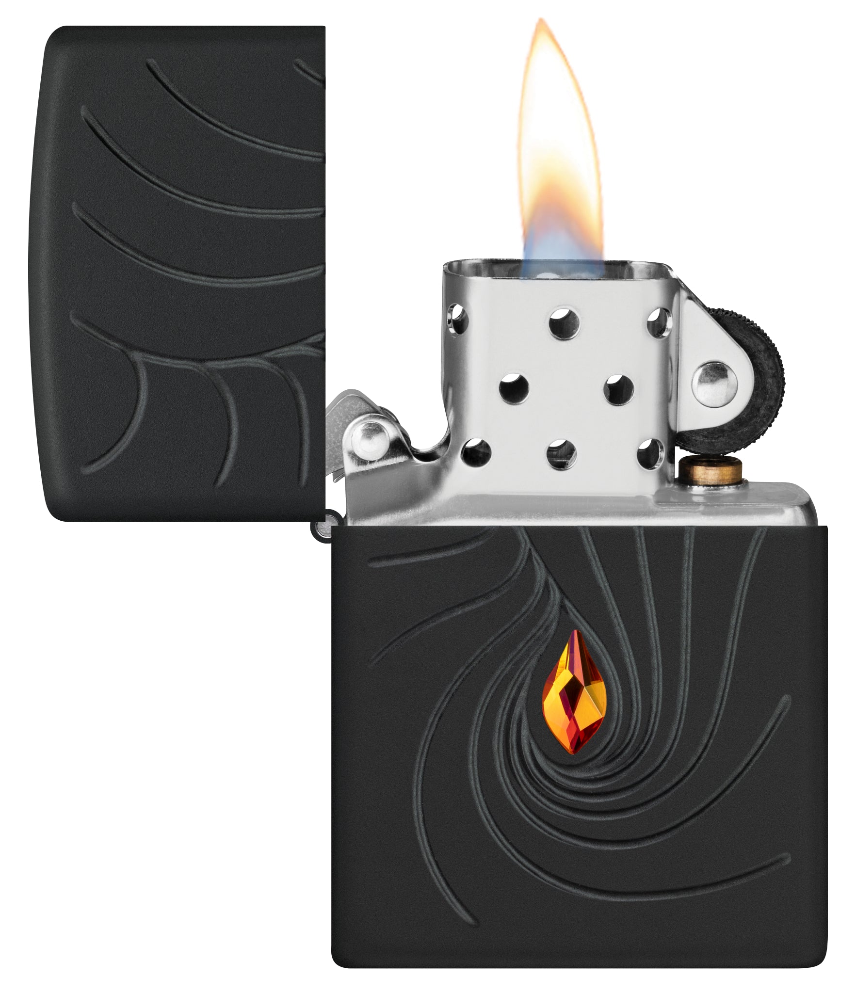 Zippo Crystal Waves Design Armor® Black Matte Windproof Lighter