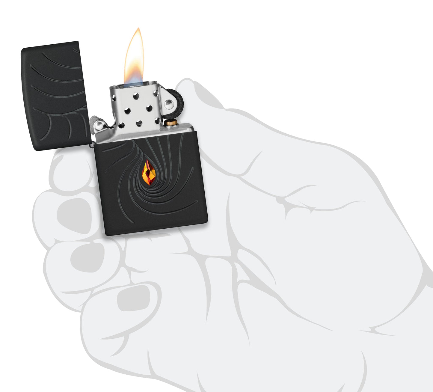 Zippo Crystal Waves Design Armor® Black Matte Windproof Lighter