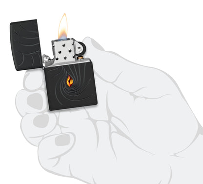 Zippo Crystal Waves Design Armor® Black Matte Windproof Lighter