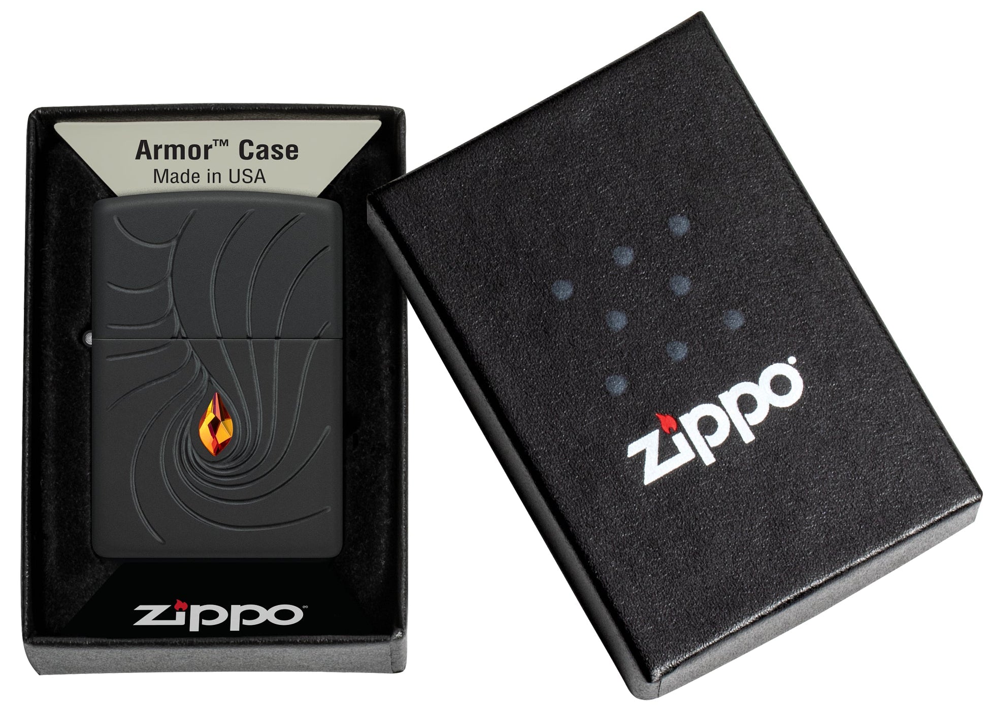 Zippo Crystal Waves Design Armor® Black Matte Windproof Lighter