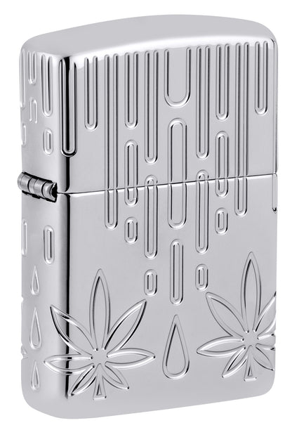 Zippo Waxy Leaf Design Armor® High Polish Chrome Windproof Lighter