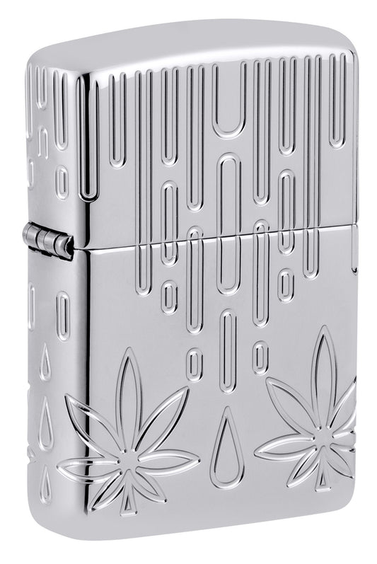 Zippo Waxy Leaf Design Armor® High Polish Chrome Windproof Lighter