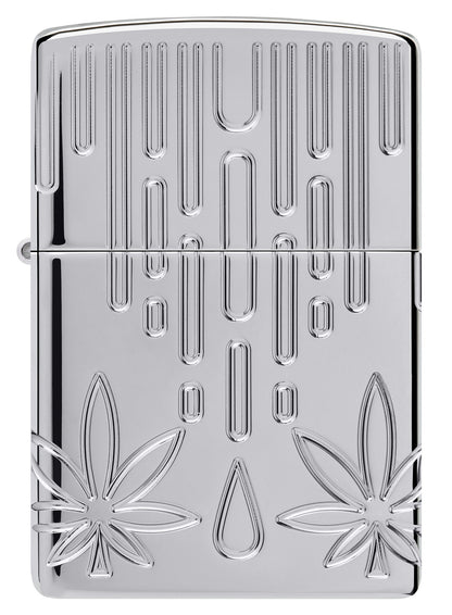 Zippo Waxy Leaf Design Armor® High Polish Chrome Windproof Lighter