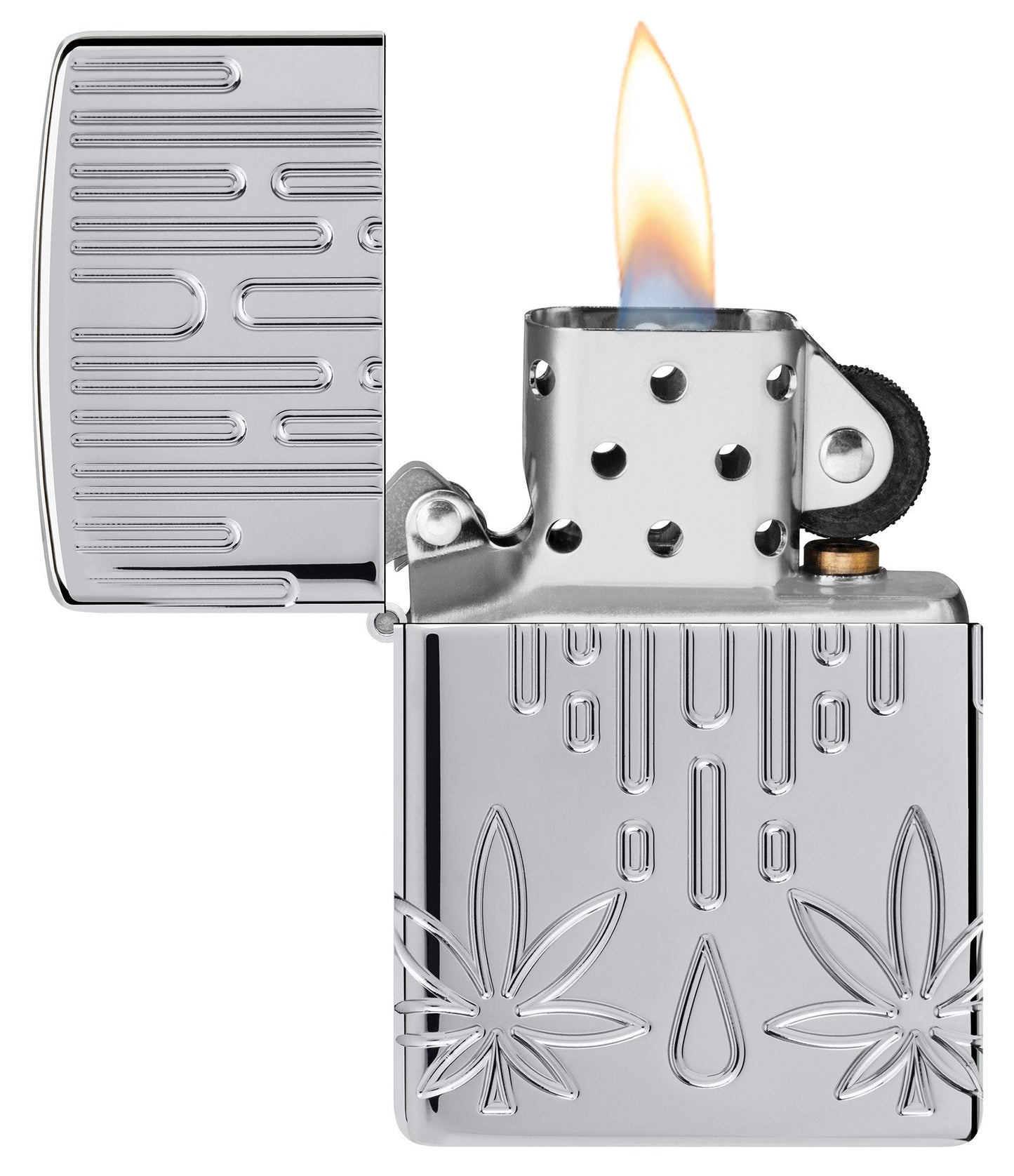 Zippo Waxy Leaf Design Armor® High Polish Chrome Windproof Lighter