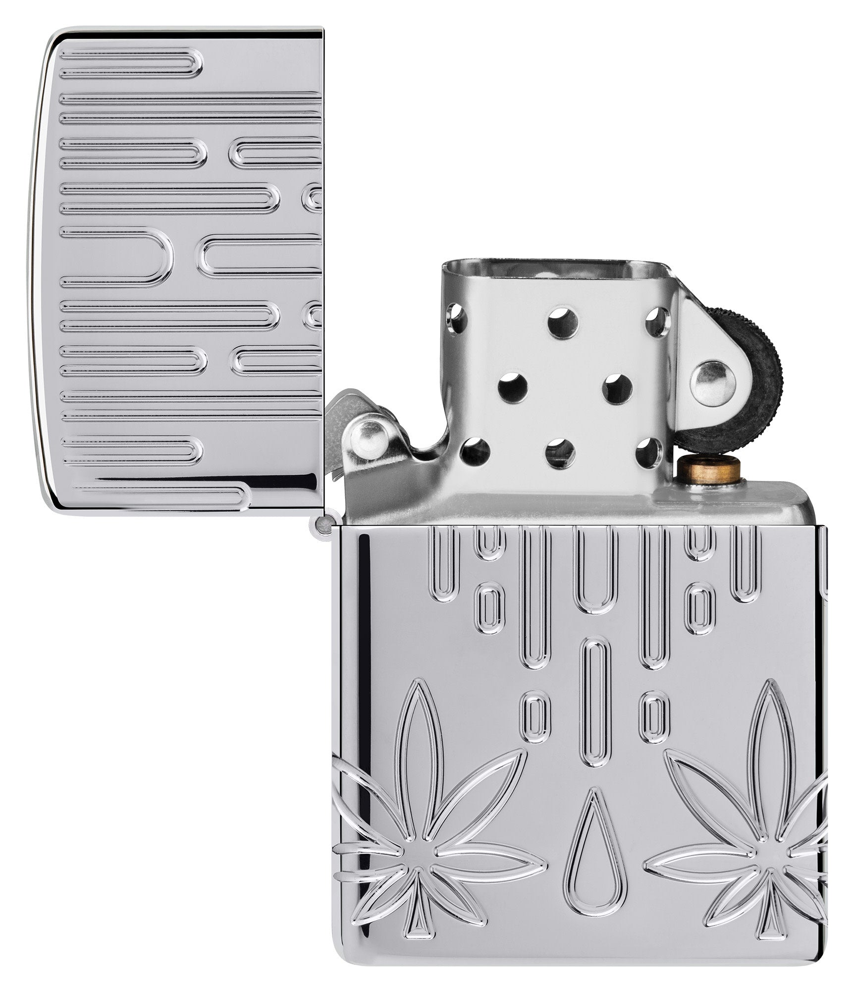 Zippo Waxy Leaf Design Armor® High Polish Chrome Windproof Lighter