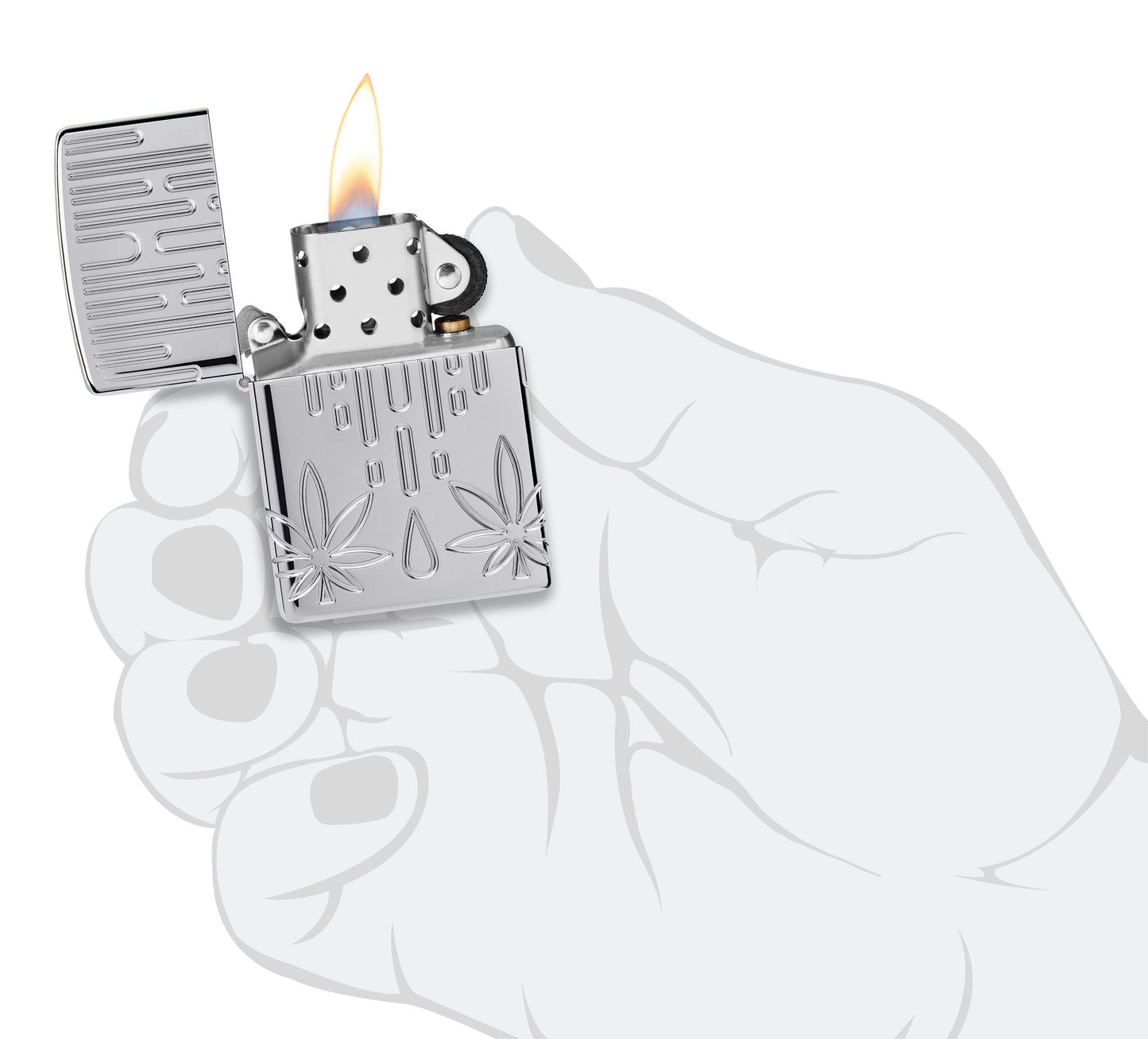 Zippo Waxy Leaf Design Armor® High Polish Chrome Windproof Lighter
