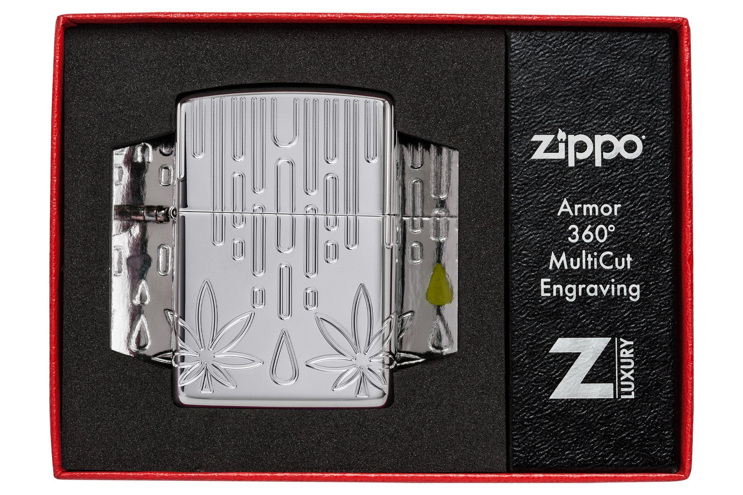 Zippo Waxy Leaf Design Armor® High Polish Chrome Windproof Lighter