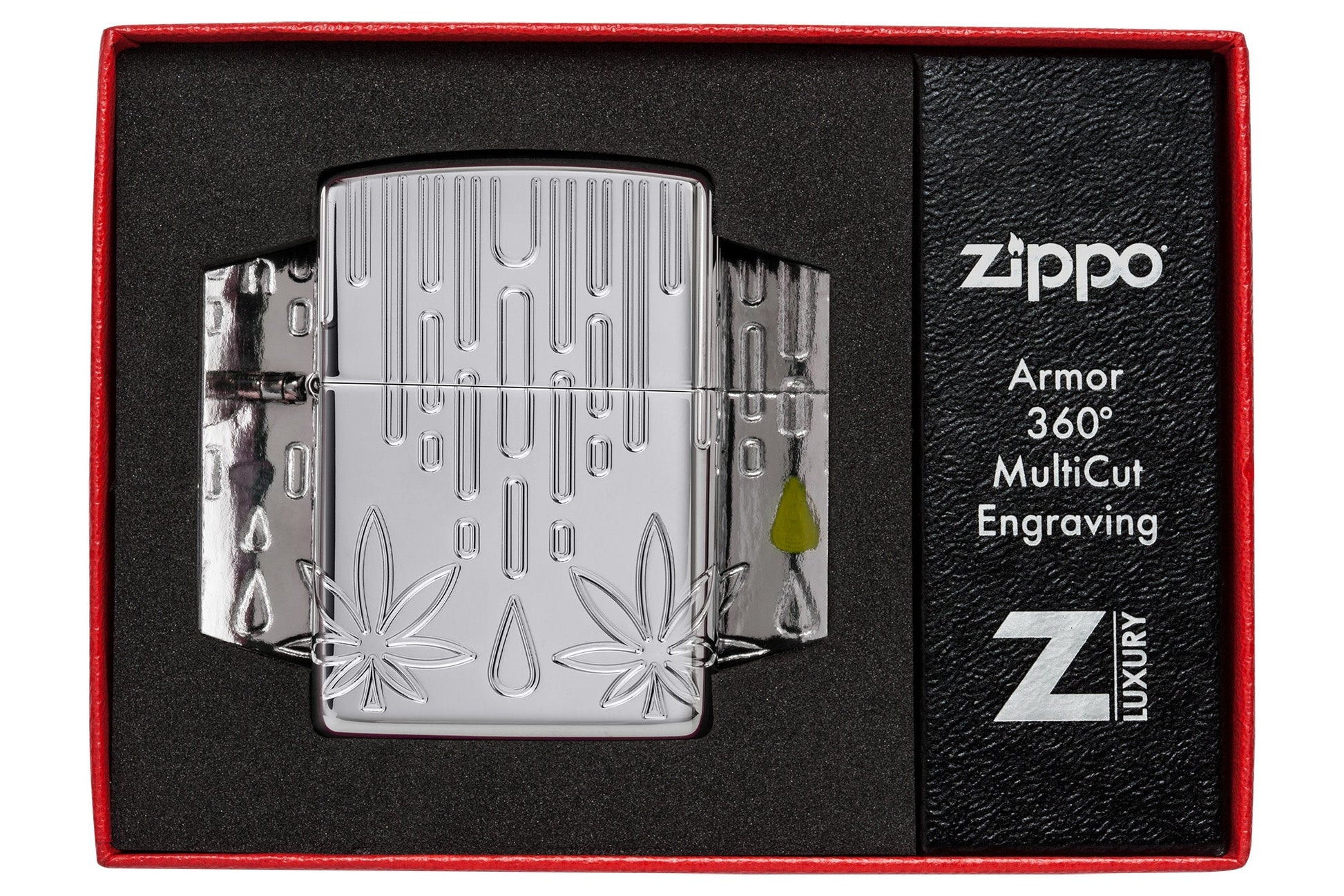 Zippo Waxy Leaf Design Armor® High Polish Chrome Windproof Lighter