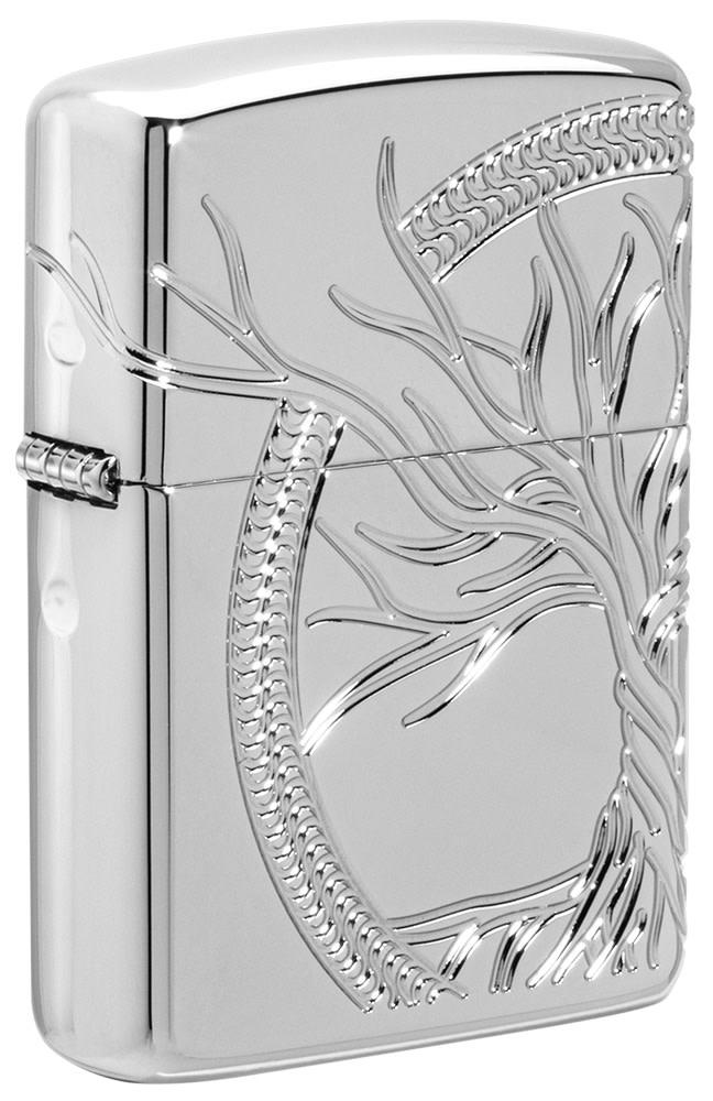 Zippo Armor® High Polish Sterling Silver Tree of Life Windproof Lighter