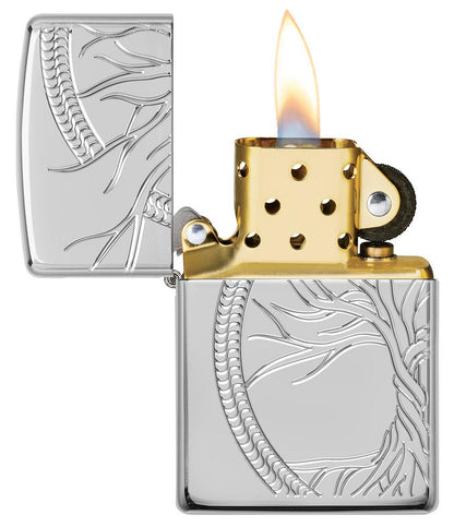 Zippo Armor® High Polish Sterling Silver Tree of Life Windproof Lighter