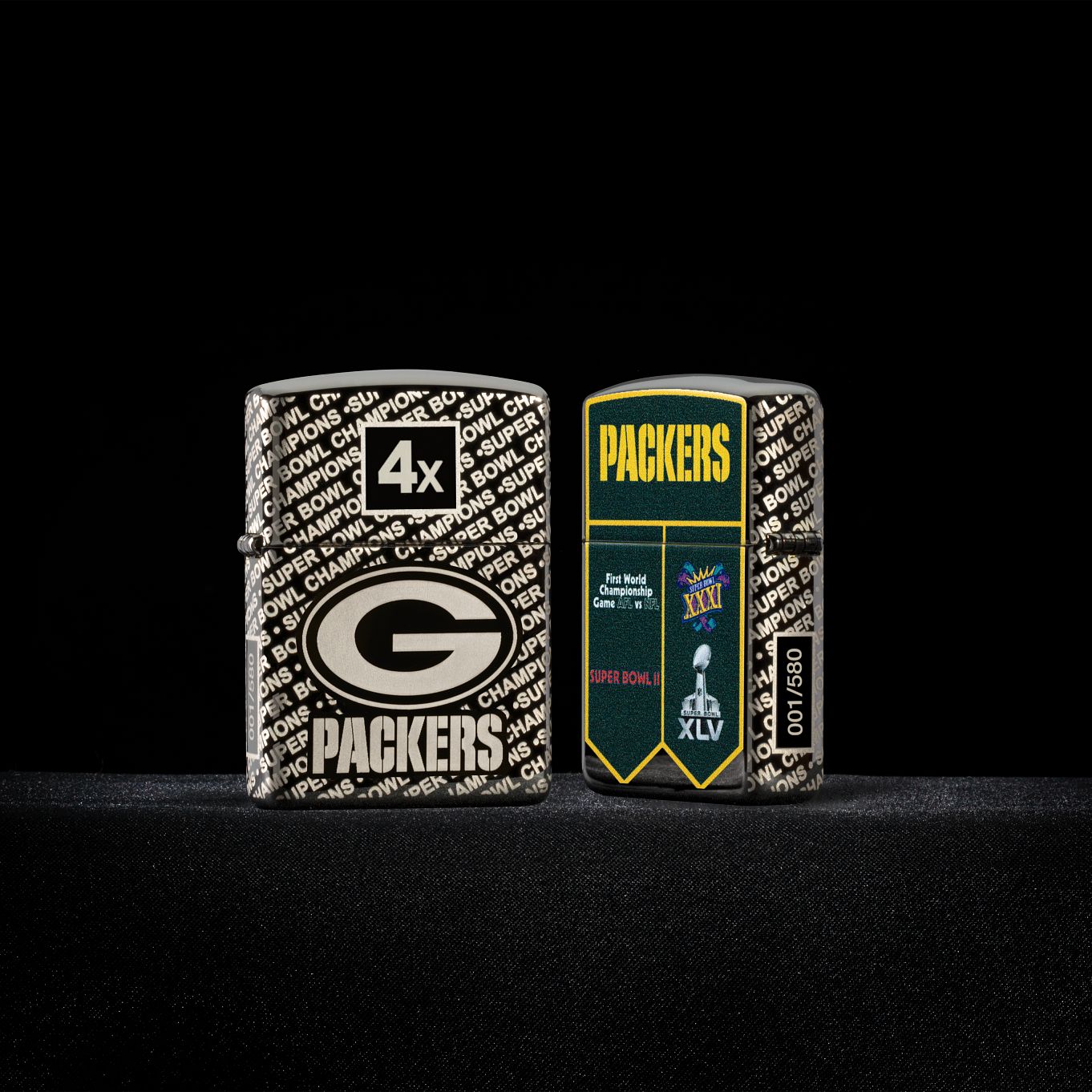 Zippo NFL Green Bay Packers Super Bowl Commemorative Armor Black Ice Windproof Lighter