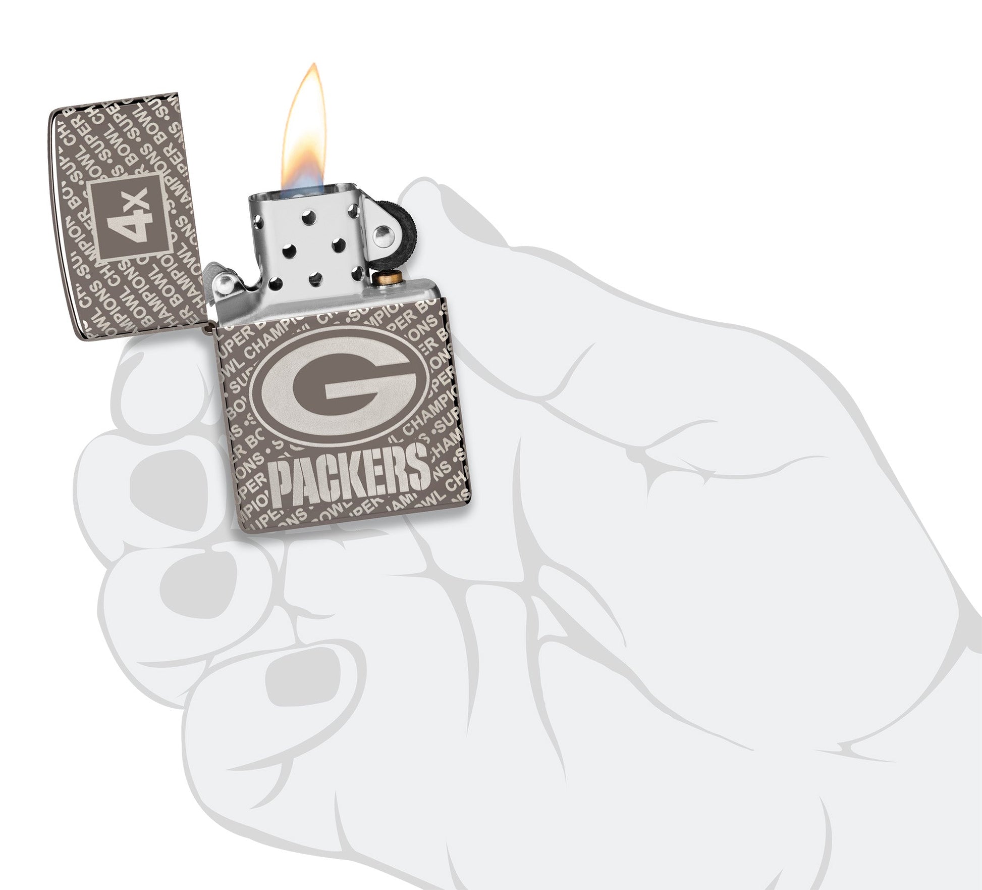 Zippo NFL Green Bay Packers Super Bowl Commemorative Armor Black Ice Windproof Lighter