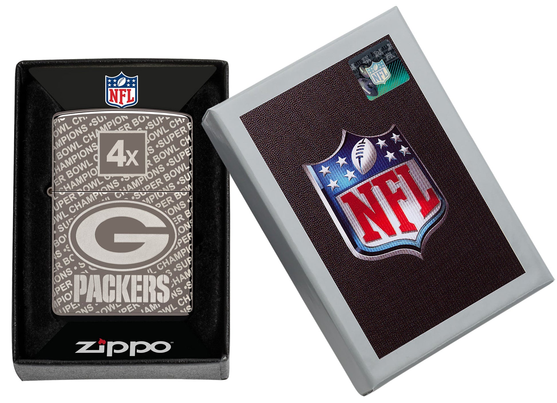 Zippo NFL Green Bay Packers Super Bowl Commemorative Armor Black Ice Windproof Lighter