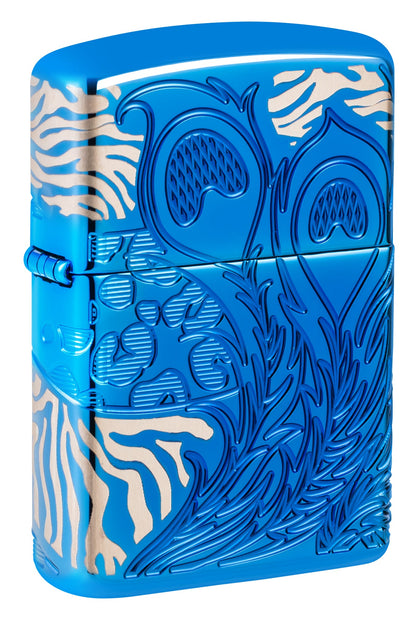 Zippo Animal Flair Design Armor® High Polish Blue Windproof Lighter