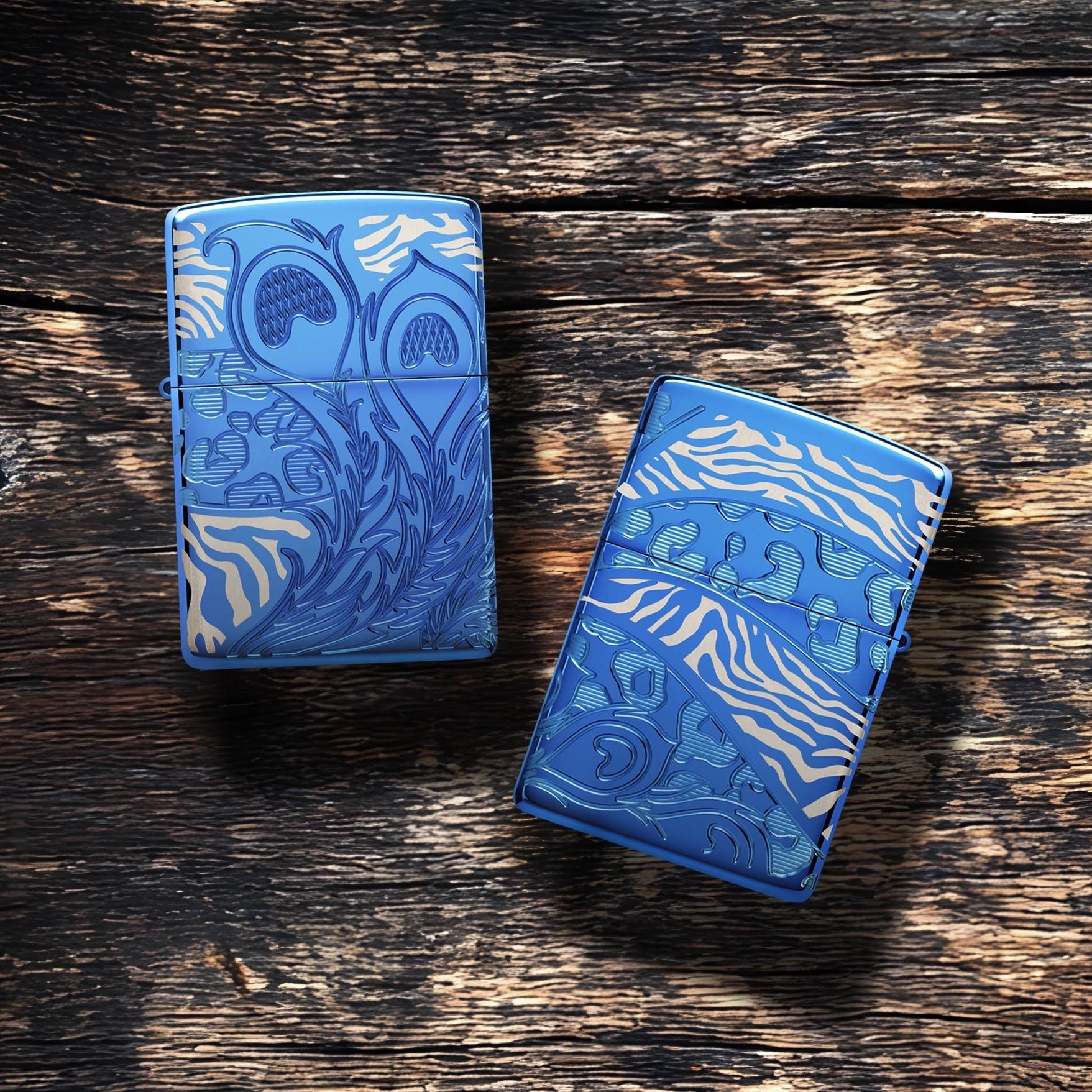 Zippo Animal Flair Design Armor® High Polish Blue Windproof Lighter