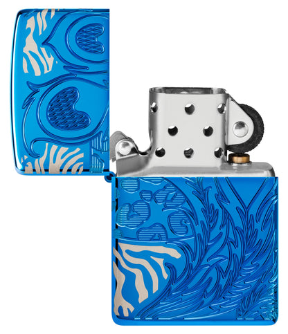 Zippo Animal Flair Design Armor® High Polish Blue Windproof Lighter