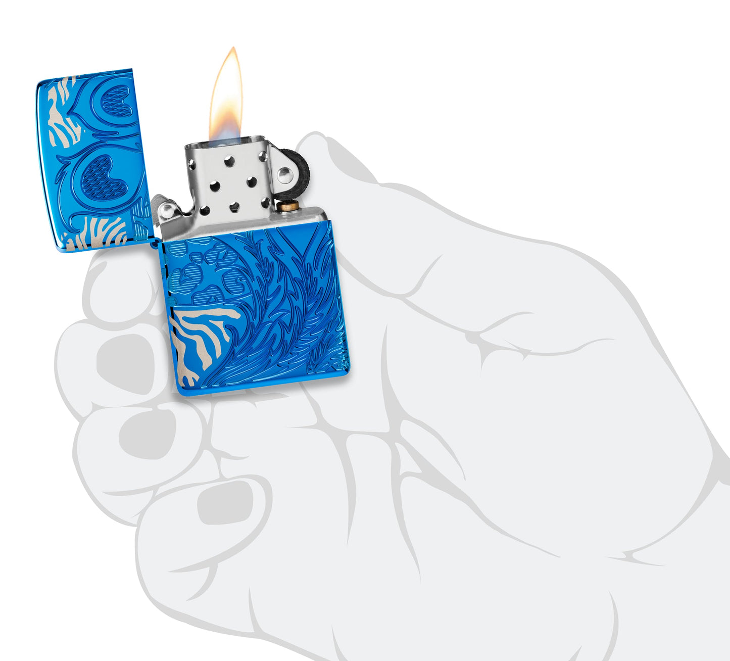 Zippo Animal Flair Design Armor® High Polish Blue Windproof Lighter
