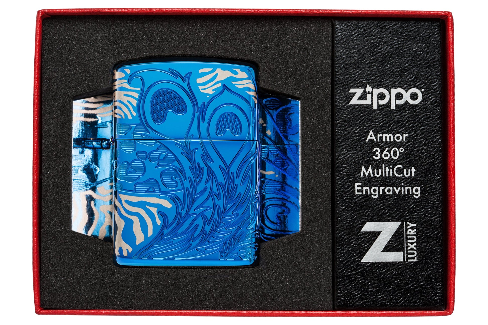Zippo Animal Flair Design Armor® High Polish Blue Windproof Lighter