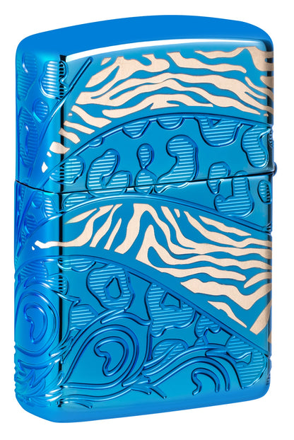 Zippo Animal Flair Design Armor® High Polish Blue Windproof Lighter