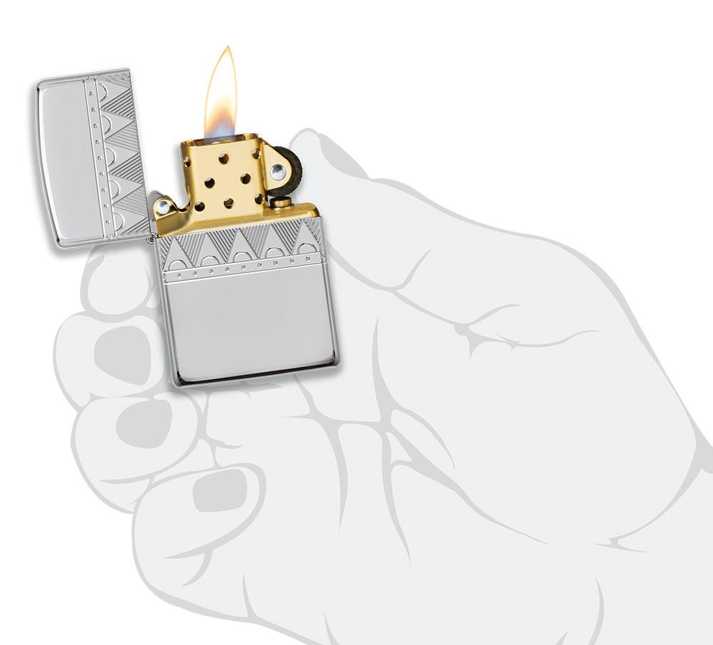 Zippo Armor® Sterling Silver Diamond Pattern Design Windproof Lighter