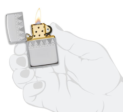 Zippo Armor® Sterling Silver Diamond Pattern Design Windproof Lighter