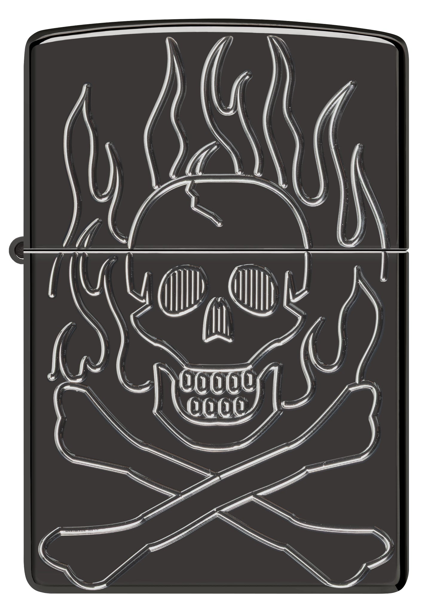 Zippo Flaming Skull Design Armor® High Polish Black Windproof Lighter