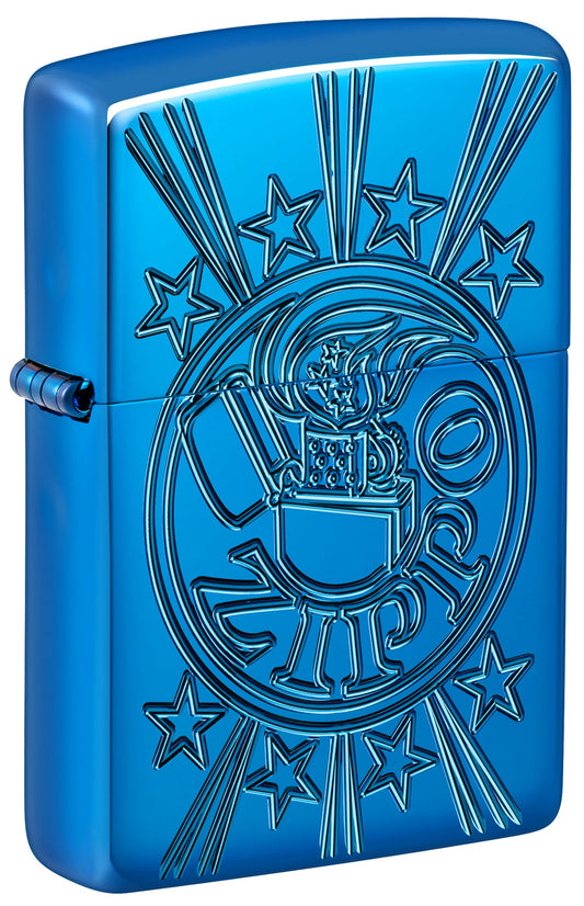 Zippo Starburst Design Armor® High Polish Blue Windproof Lighter