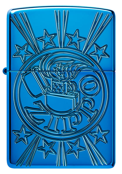 Zippo Starburst Design Armor® High Polish Blue Windproof Lighter