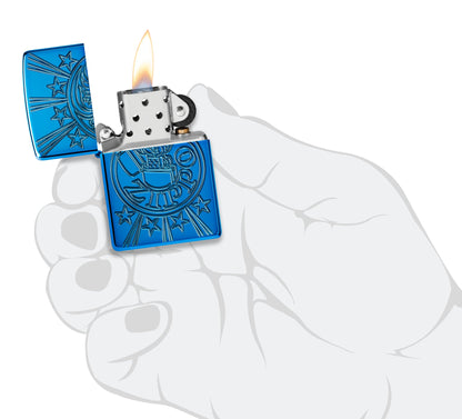 Zippo Starburst Design Armor® High Polish Blue Windproof Lighter