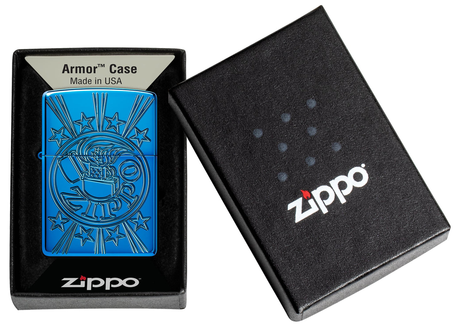Zippo Starburst Design Armor® High Polish Blue Windproof Lighter
