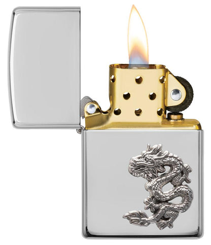 Zippo Armor® Chinese Dragon Sterling Silver Emblem Windproof Lighter