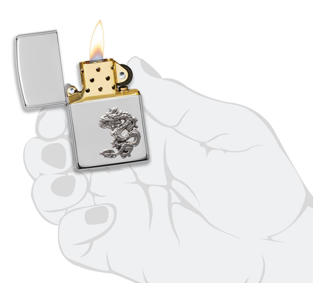 Zippo Armor® Chinese Dragon Sterling Silver Emblem Windproof Lighter