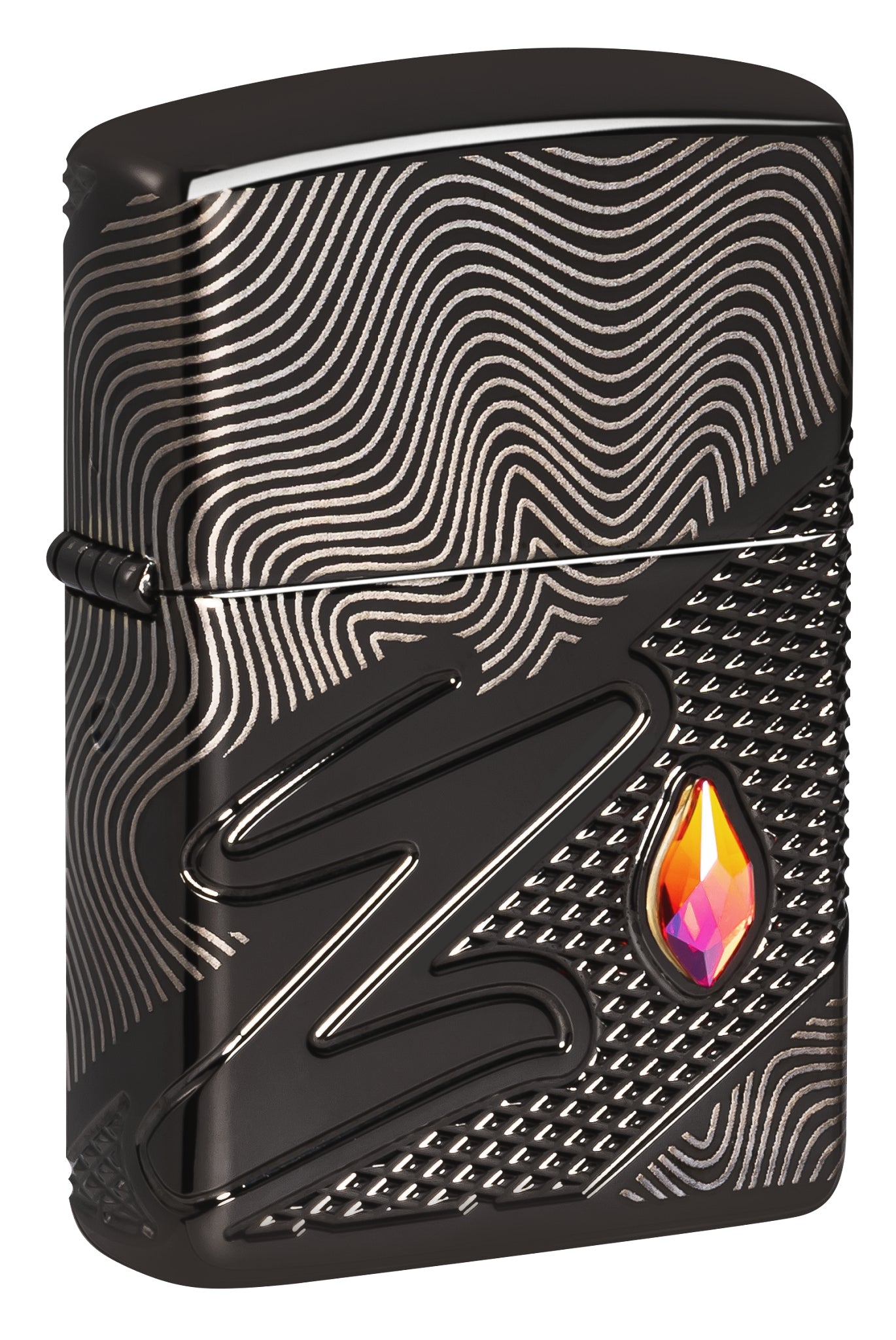 Zippo Z Crystal Design Armor® High Polish Black Windproof Lighter