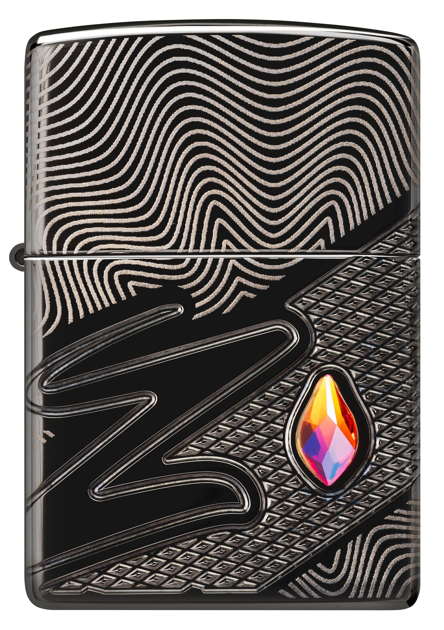 Zippo Z Crystal Design Armor® High Polish Black Windproof Lighter