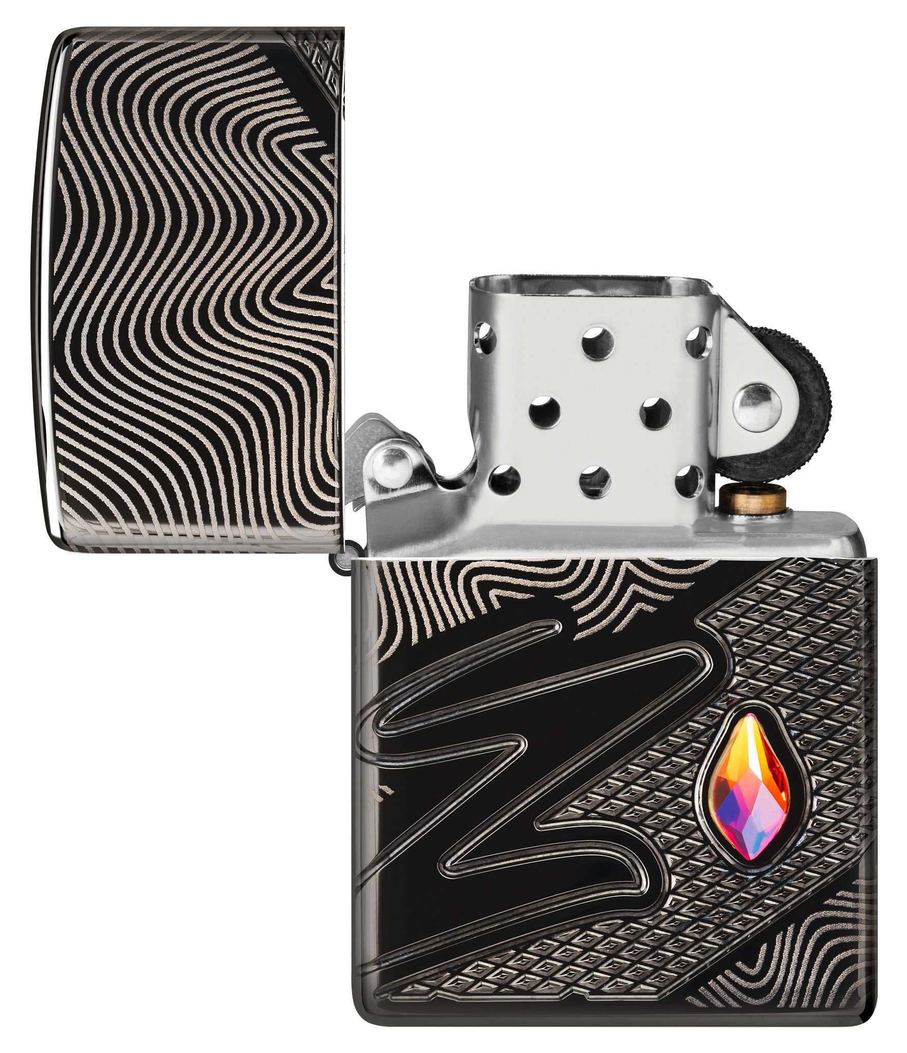 Zippo Z Crystal Design Armor® High Polish Black Windproof Lighter
