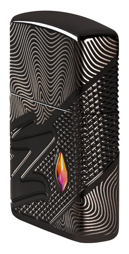 Zippo Z Crystal Design Armor® High Polish Black Windproof Lighter