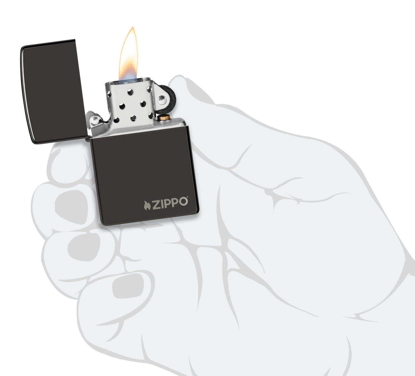 Zippo Classic High Polish Black Logo Windproof Lighter