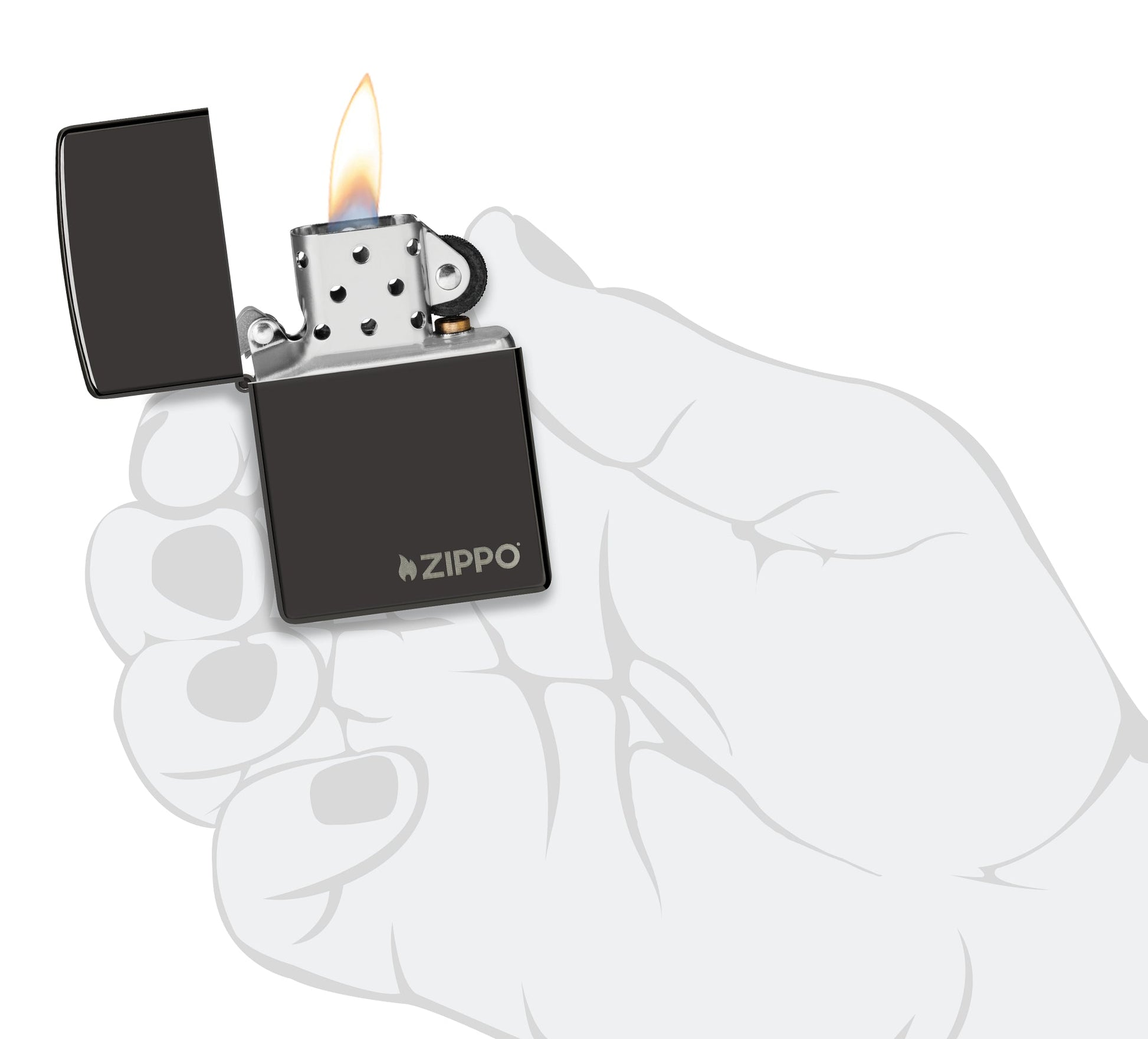 Zippo Classic High Polish Black Logo Windproof Lighter