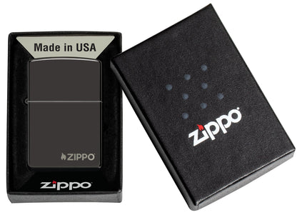 Zippo Classic High Polish Black Logo Windproof Lighter