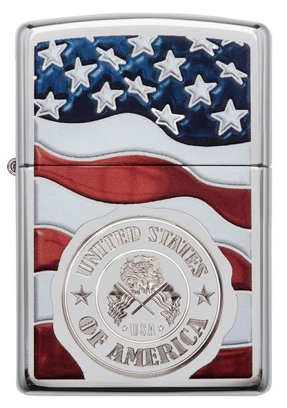 Zippo United States Stamp on American Flag Chrome Windproof Lighter