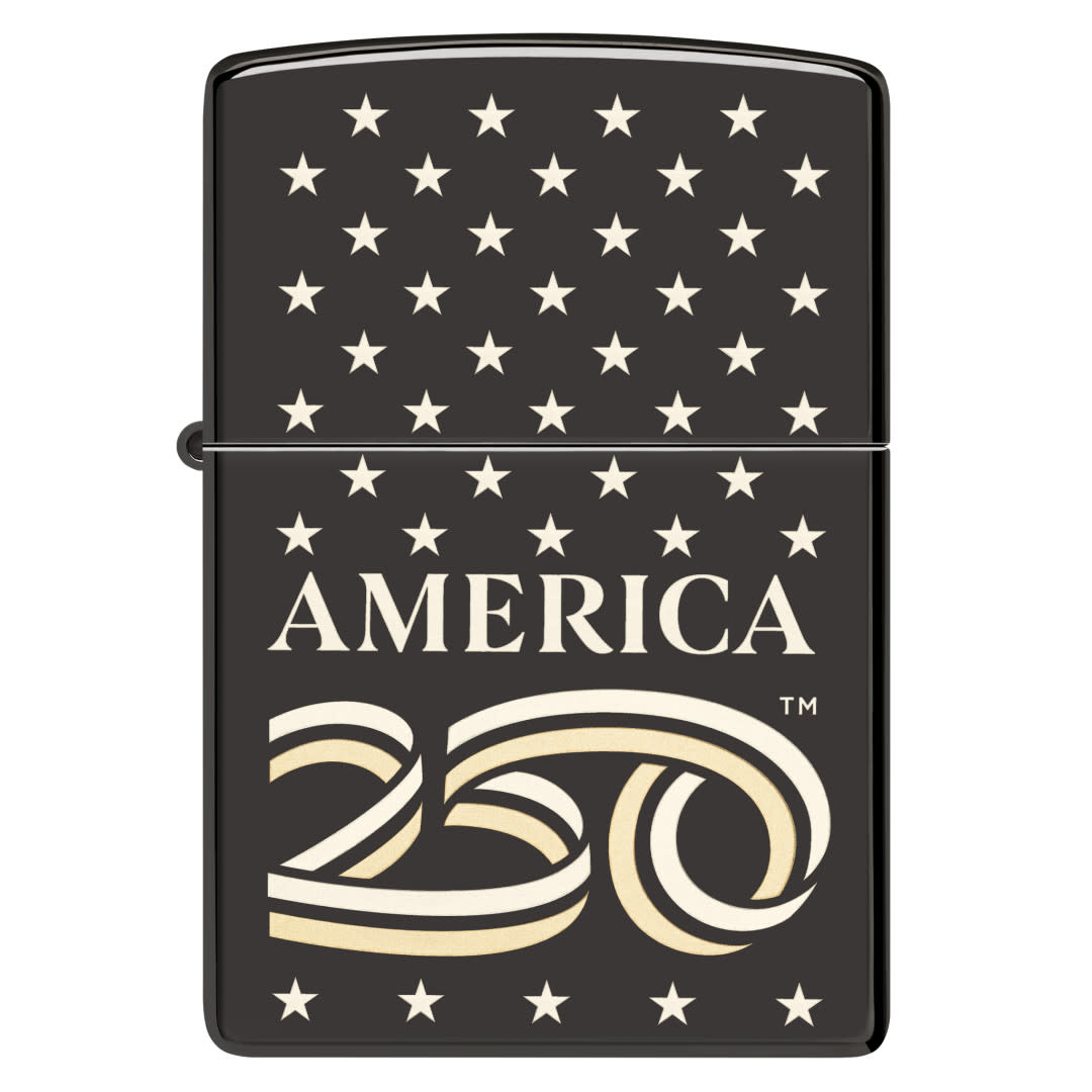Zippo America250 Stars Design High Polish Black Windproof Lighter