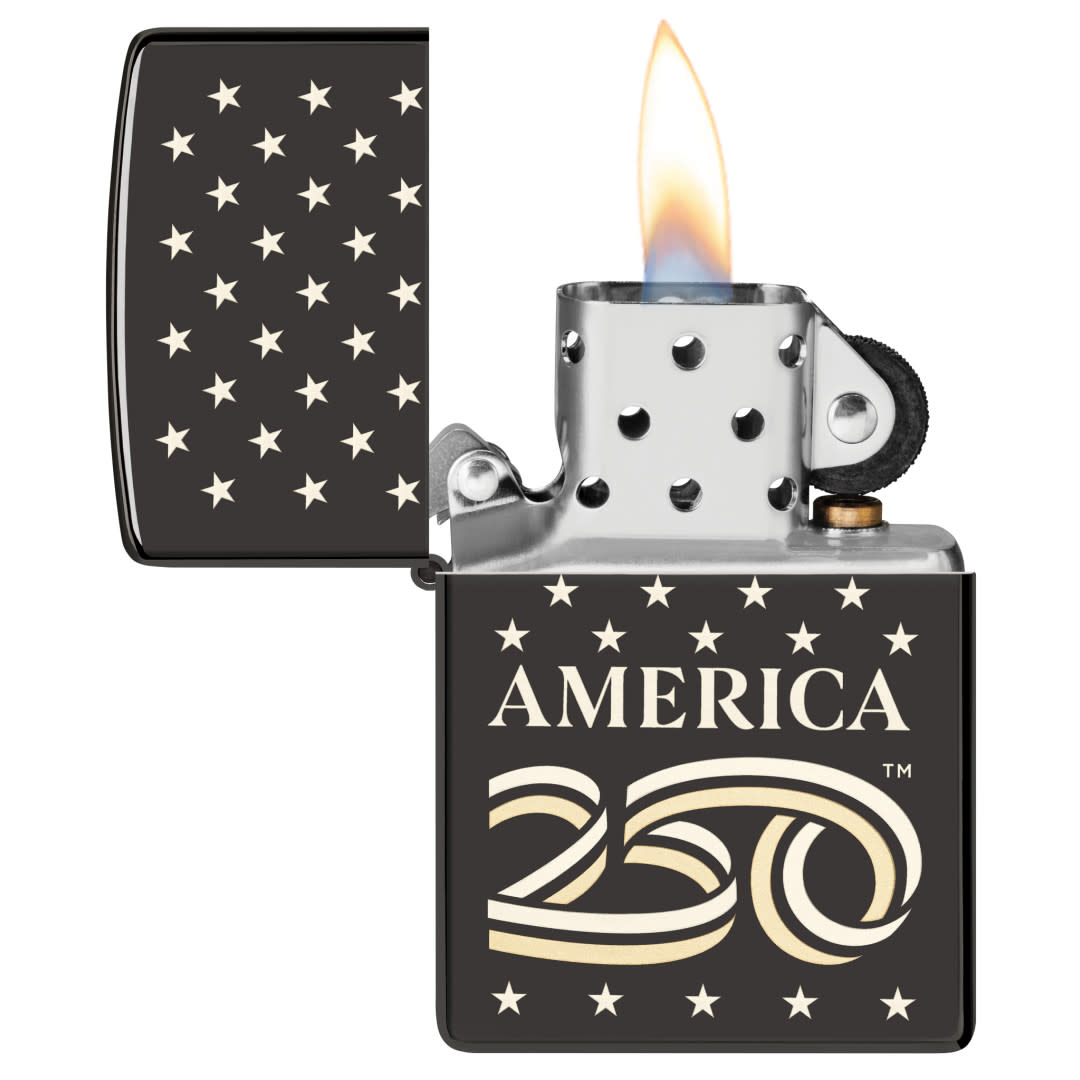 Zippo America250 Stars Design High Polish Black Windproof Lighter