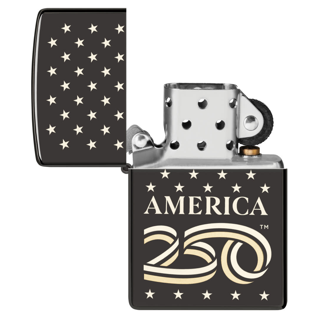 Zippo America250 Stars Design High Polish Black Windproof Lighter