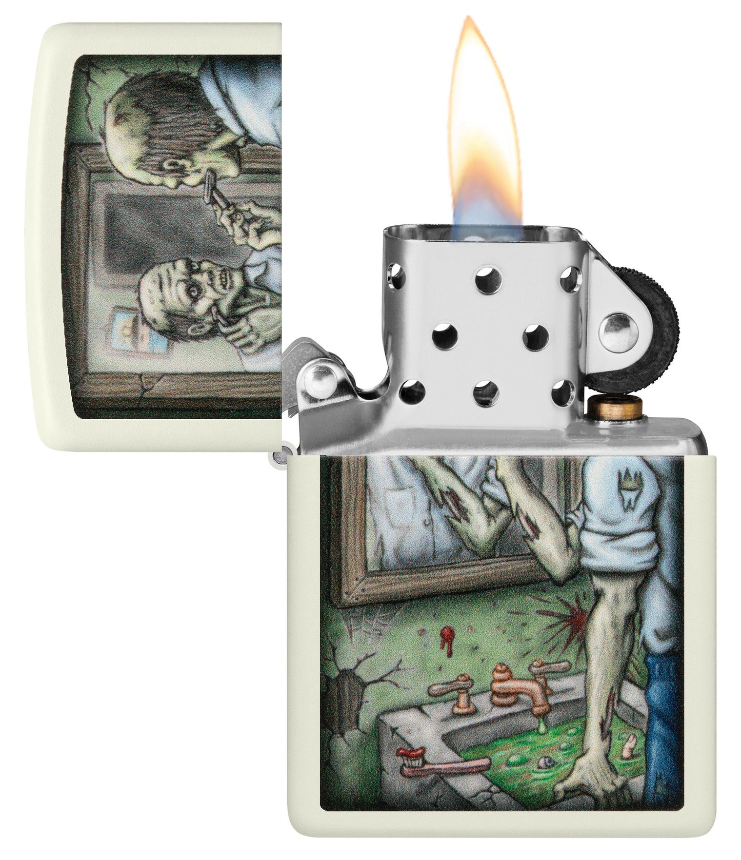 Zippo Zombie Shaving Design Glow In The Dark Windproof Lighter